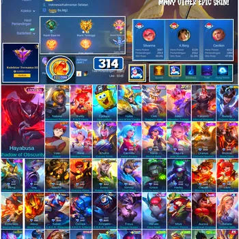 Mobile Legends: Bang Bang Accounts #4448 314 Skins | Badang Pegasus Seiya (SAINT SEIYA) | Cyclops SpongeBob (SPONGEBOB