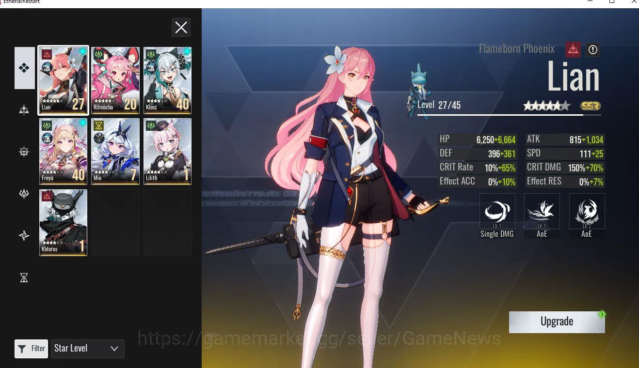Etheria: Restart Accounts Global-S12|7 SSR(Lian,Rilmocha,Kloss,Freya,Mio,Lil image 2