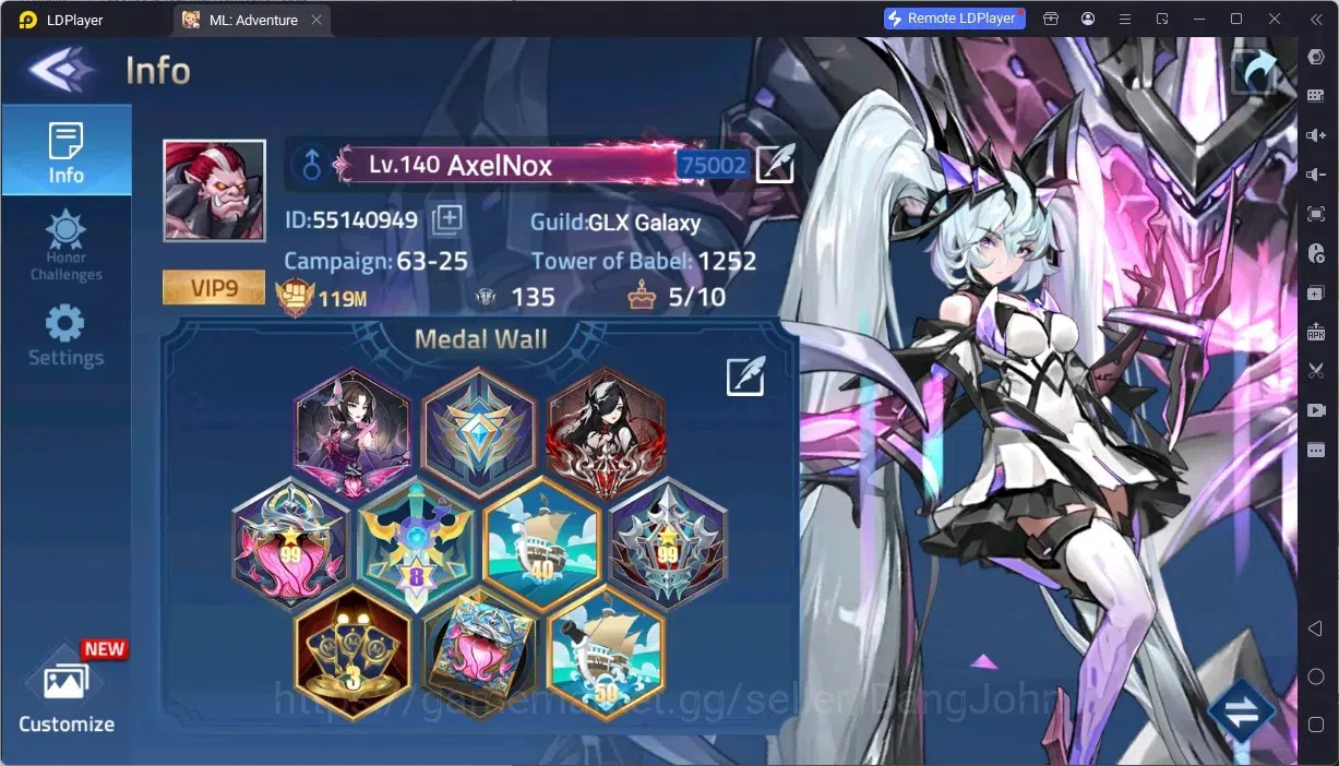 Mobile Legends: Adventure Accounts Global |LV 140|119M Power |VIP 9|Camp 63-25|Hero 188 |5 UR (Skuld Norns)|21 Awaken|4 2