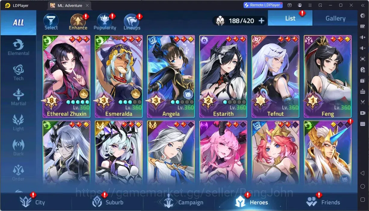 Mobile Legends: Adventure Accounts Global |LV 140|119M Power |VIP 9|Camp 63-25|Hero 188 |5 UR (Skuld Norns)|21 Awaken|4 4