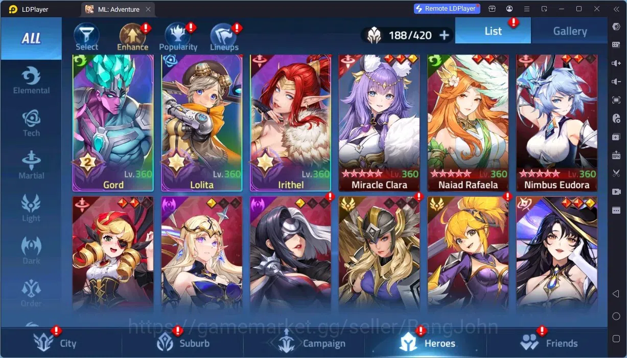 Mobile Legends: Adventure Accounts Global |LV 140|119M Power |VIP 9|Camp 63-25|Hero 188 |5 UR (Skuld Norns)|21 Awaken|4 6