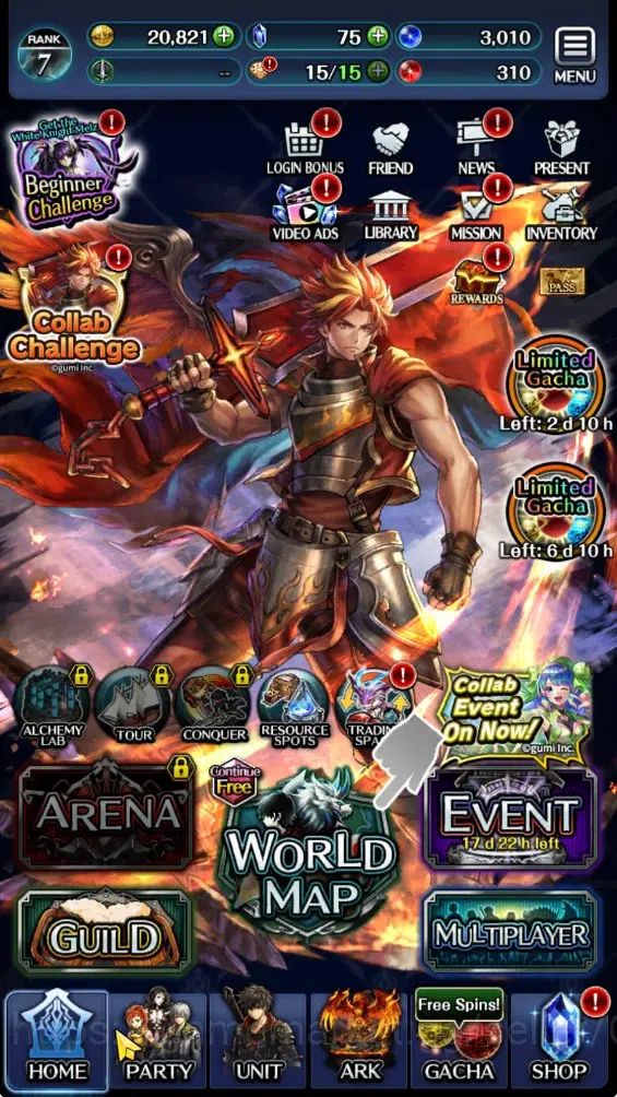 Last Cloudia Accounts GLOBAL|Rank 7|Collab Brave Frontier (Fire God Varg image 7