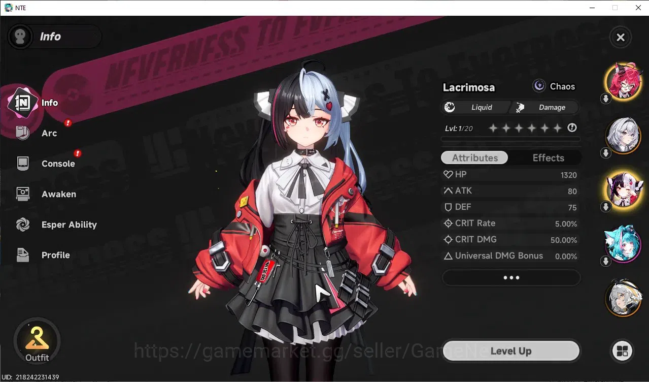 Neverness to Everness Accounts GLOBAL SEA|HL 5|3 SSR [Lacrimosa,Nanally,Hathor]|1 image 3