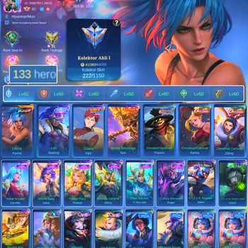 Mobile Legends: Bang Bang Accounts Others HERO 133 SKIN 222 | EMBLEM ALL MAX| LEO BADANG | VALE GARA| EPIC YSS | EPIC ROGER