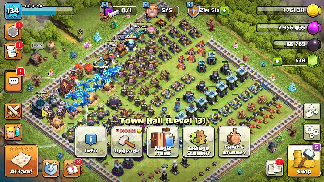 Clash of Clans Accounts TH 13 - BH 8|LV 134|HH 7|BK 51,AQ 62,GW 31,MP 40,R image 1