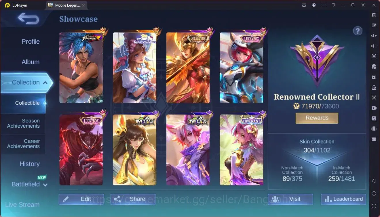 Mobile Legends: Bang Bang Accounts GLOBAL Hero 132 Skin 304|Sandrio Floryn|KOF Karina image 17