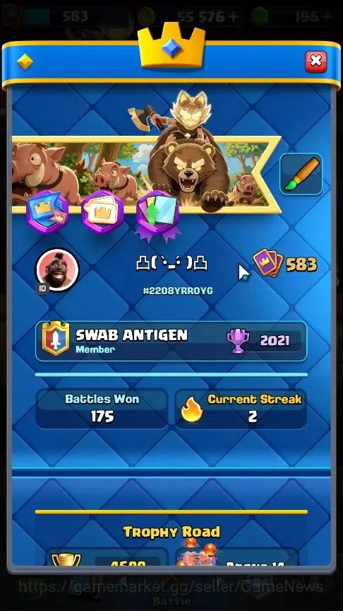 Clash Royale Accounts High-End Lv 583|Trophy 4699|KTL 10|Arena 14|Card 69/122| 3 HERO 8 EVO 4 Legend 16 Epic 24 Rare|2 1