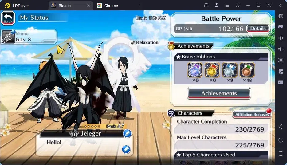 Bleach: Brave Souls Accounts Starter GLOBAL | 10.8k Orb + fresh Story |Ichigo TYBW24,Zangetsu Speed,Aizen 6TH,Byakuya 5TH 2