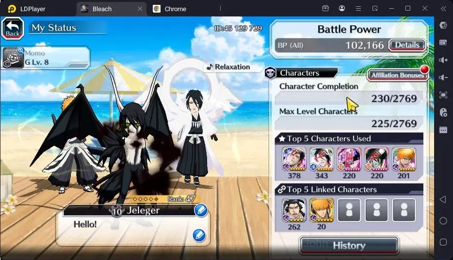 Bleach: Brave Souls Accounts Starter GLOBAL | 10.8k Orb + fresh Story |Ichigo TYBW24,Zangetsu Speed,Aizen 6TH,Byakuya 5TH 3