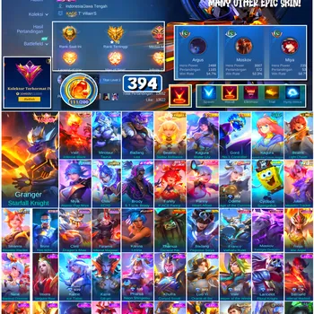 Mobile Legends: Bang Bang Accounts #4748 394 Skins | Granger Starfall Knight (LEGEND) | Valir Infernal Blaze (LEGEND
