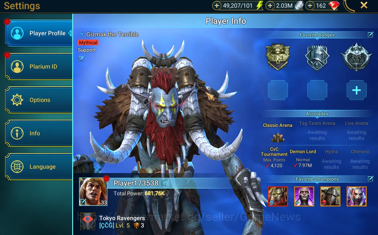 Raid: Shadow Legends Accounts Lv 33 681k Pwr|1 Myth Gizmak + 19 Legends(Teodor,E image 3