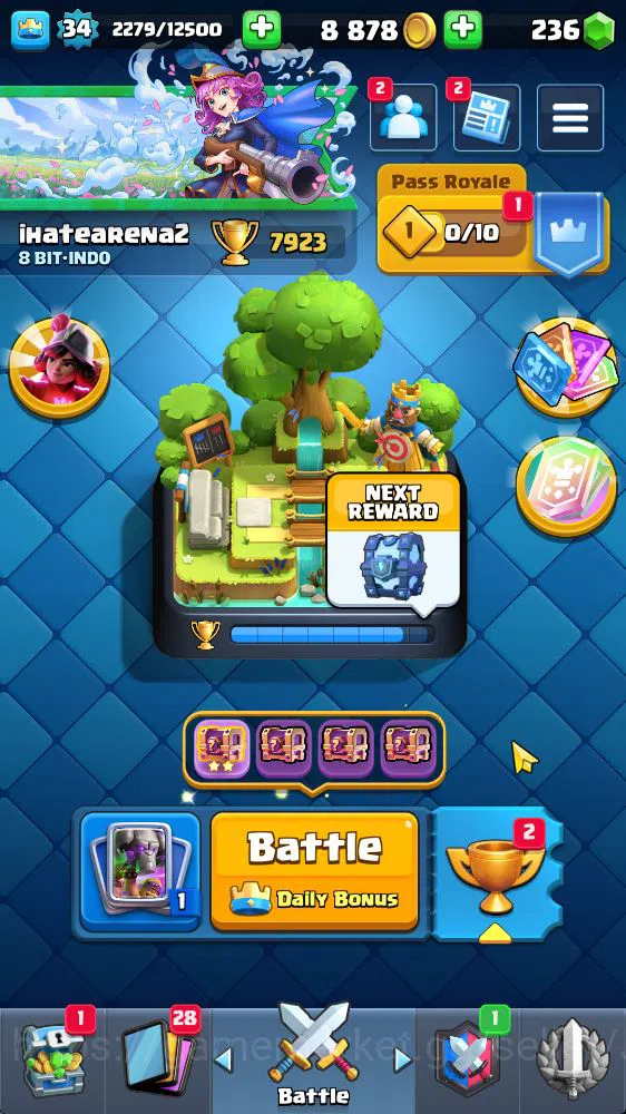 Clash Royale Accounts Midgame Lvl 34|Trophy 7923|KTL 12|Limited Skin|Card 114|1 Hero 5 EVO 2 Champ 20 Legendary 33 Epic 30