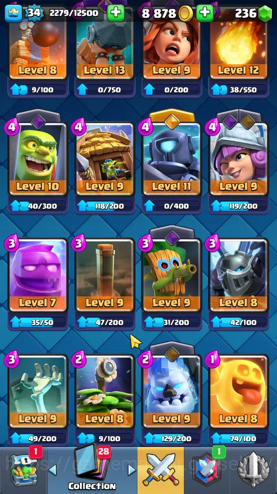 Clash Royale Accounts Midgame Lvl 34|Trophy 7923|KTL 12|Limited Skin|Card 114|1 Hero 5 EVO 2 Champ 20 Legendary 33 Epic 30 10