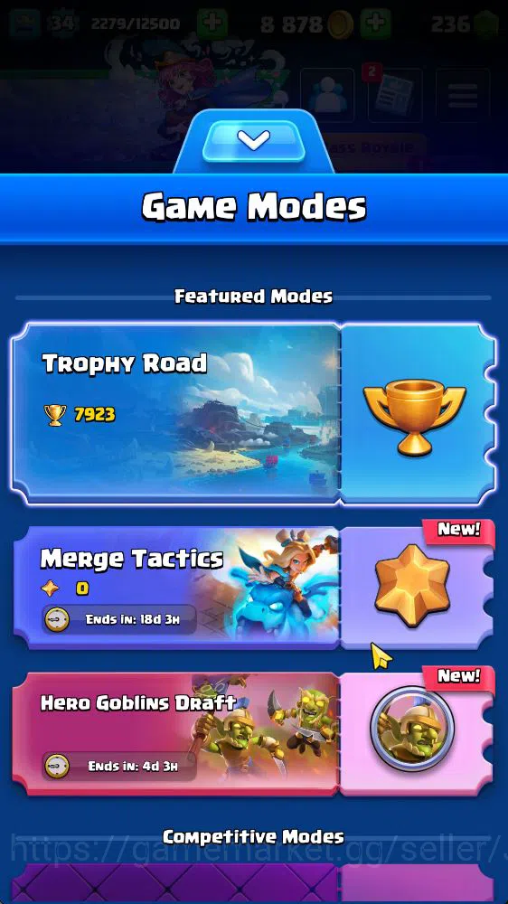 Clash Royale Accounts Midgame Lvl 34|Trophy 7923|KTL 12|Limited Skin|Card 114|1 Hero 5 EVO 2 Champ 20 Legendary 33 Epic 30 2