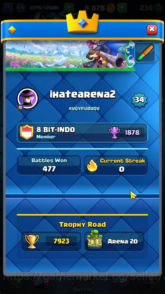 Clash Royale Accounts Midgame Lvl 34|Trophy 7923|KTL 12|Limited Skin|Card 114|1 Hero 5 EVO 2 Champ 20 Legendary 33 Epic 30 3