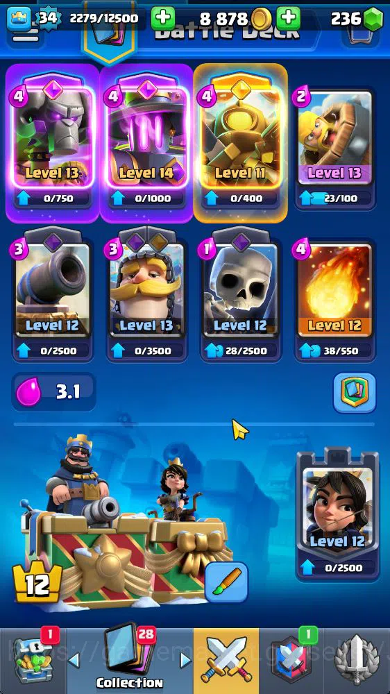 Clash Royale Accounts Midgame Lvl 34|Trophy 7923|KTL 12|Limited Skin|Card 114|1 Hero 5 EVO 2 Champ 20 Legendary 33 Epic 30 4
