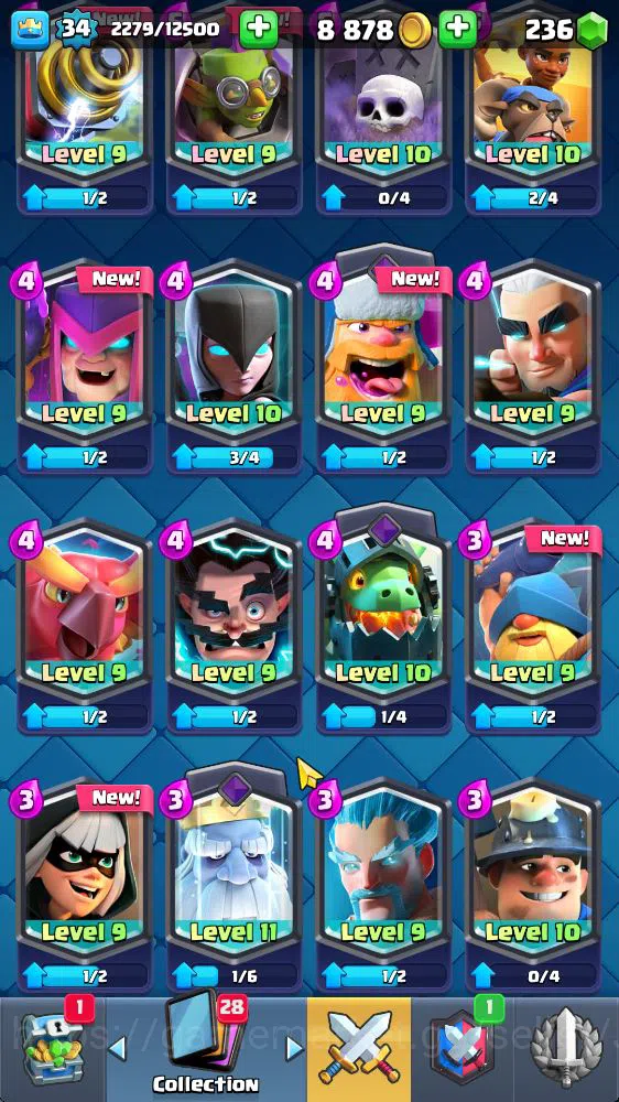 Clash Royale Accounts Midgame Lvl 34|Trophy 7923|KTL 12|Limited Skin|Card 114|1 Hero 5 EVO 2 Champ 20 Legendary 33 Epic 30 6