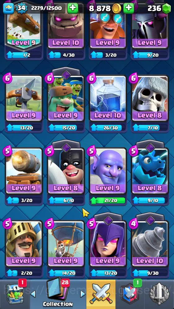 Clash Royale Accounts Midgame Lvl 34|Trophy 7923|KTL 12|Limited Skin|Card 114|1 Hero 5 EVO 2 Champ 20 Legendary 33 Epic 30 7