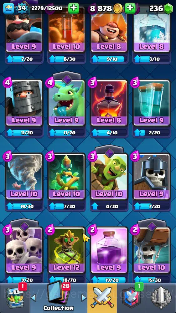 Clash Royale Accounts Midgame Lvl 34|Trophy 7923|KTL 12|Limited Skin|Card 114|1 Hero 5 EVO 2 Champ 20 Legendary 33 Epic 30 8