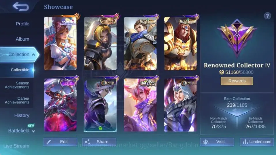 Mobile Legends: Bang Bang Accounts Global |Hero 122|Skin 239|Renowned|Collector Natal image 16