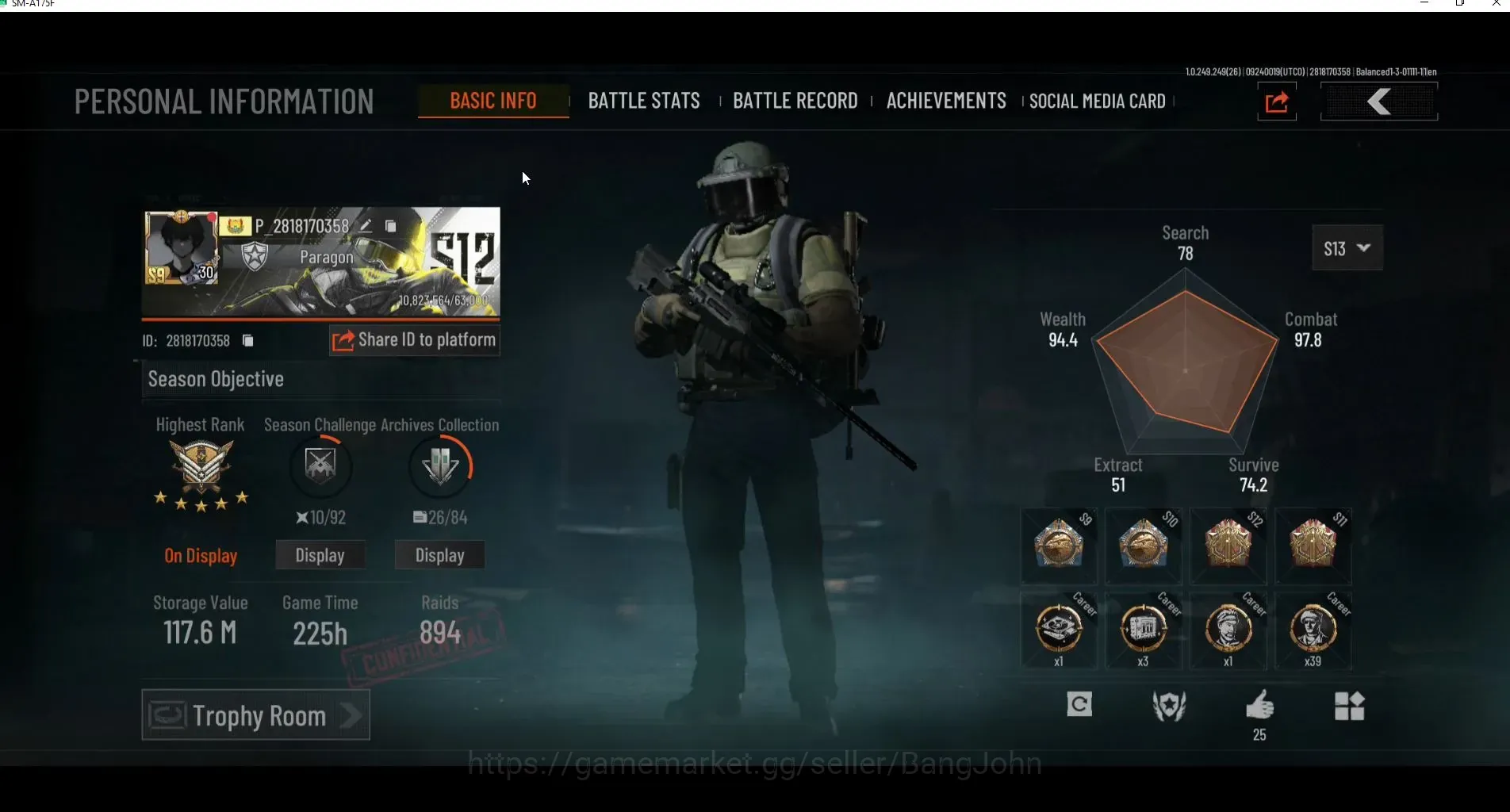 Arena Breakout Accounts High Value Mobile | LV 30 | SV 117,6M | CV 91,4M | Exclusive ET AKM,X-Ray H416,Fruit AR57,Ovr 1