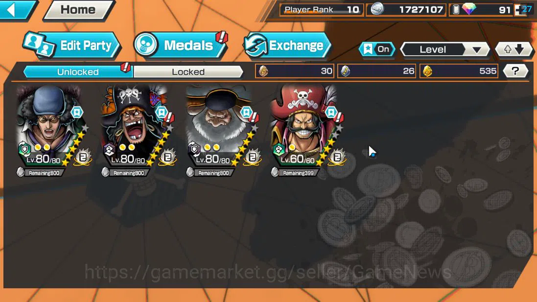 One Piece Bounty Rush Accounts Global| 4 EX| T5E St.Jaygarcia,T4E Marshall D.Teac image 4