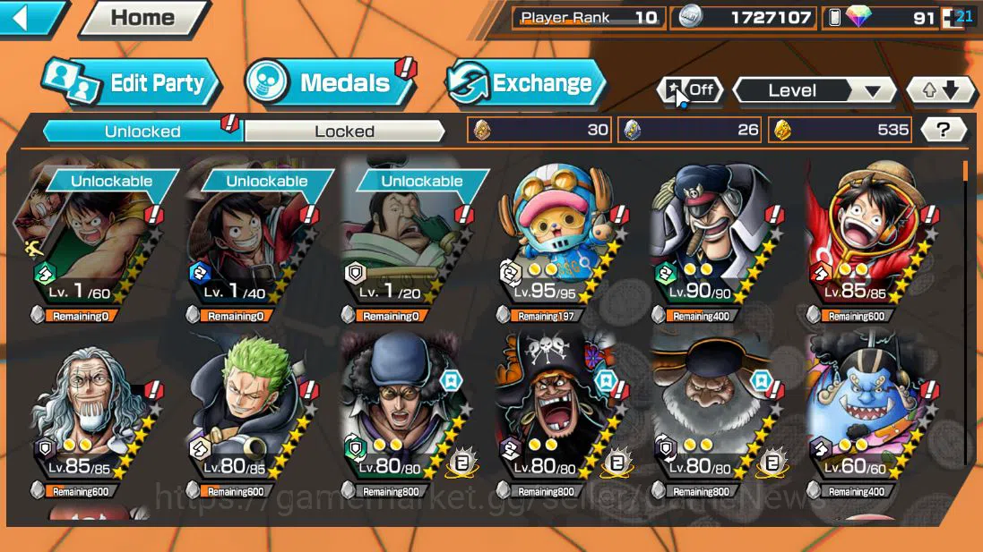 One Piece Bounty Rush Accounts Global| 4 EX| T5E St.Jaygarcia,T4E Marshall D.Teac image 5