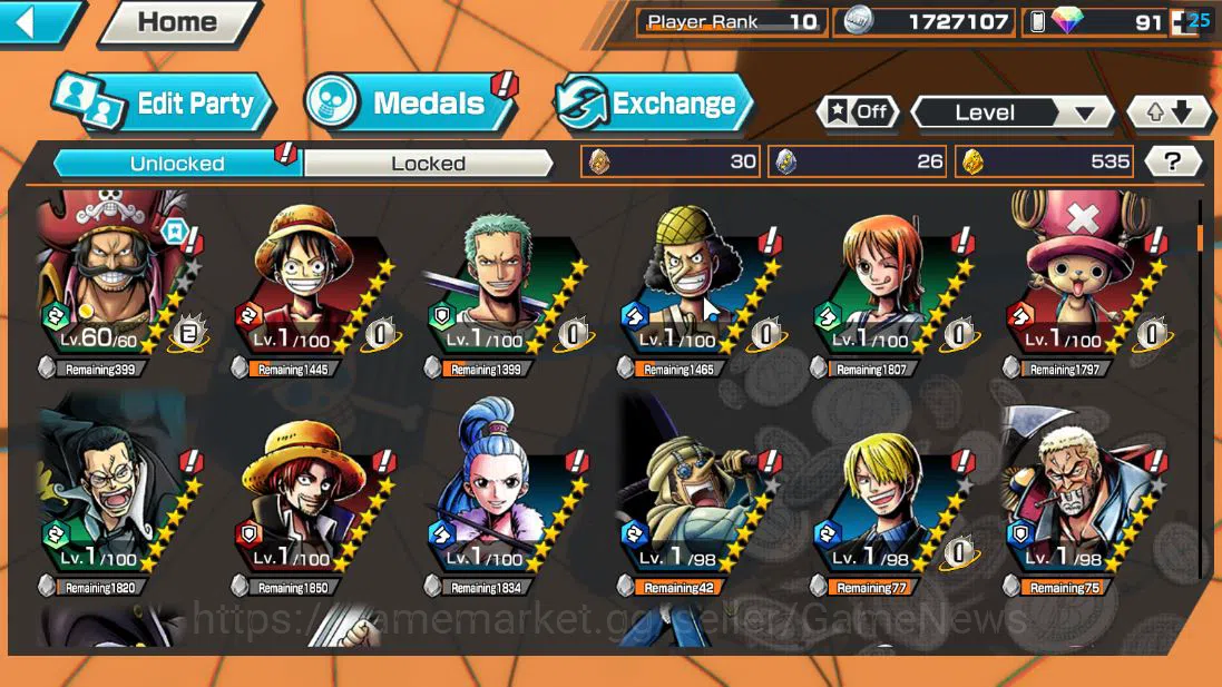 One Piece Bounty Rush Accounts Global| 4 EX| T5E St.Jaygarcia,T4E Marshall D.Teac image 6