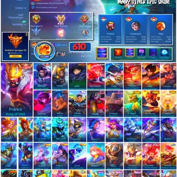 Mobile Legends: Bang Bang Accounts Collector #4310 610 Skins | Franco King of Hell (LEGEND) | Alucard Obsidian Blade