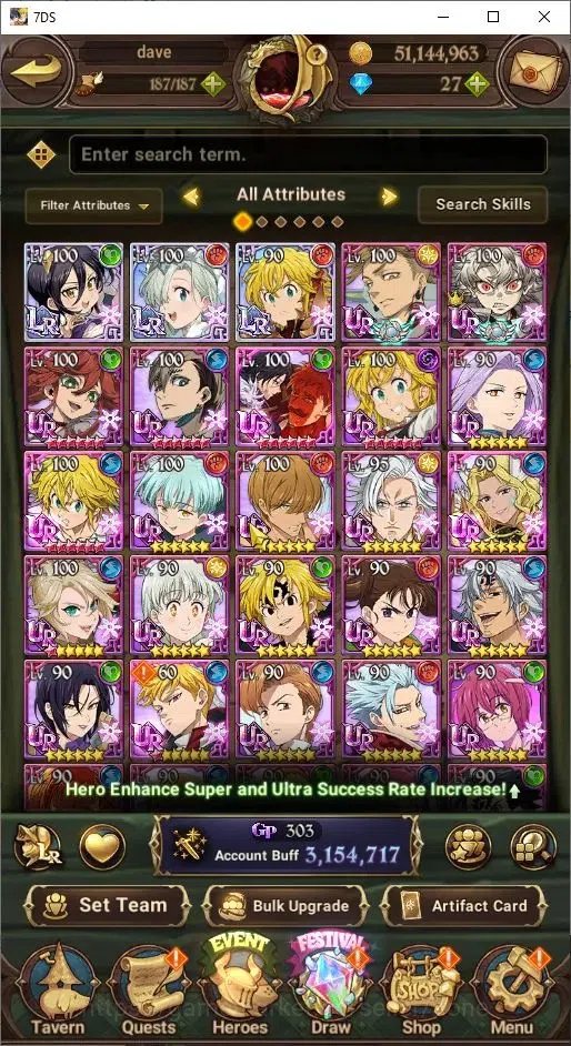 The Seven Deadly Sins: Grand Cross Accounts Endgame ASIA|3.15M Power|3 LR+4UR (Elizabeth, Menor, Cross Meliodas and 1