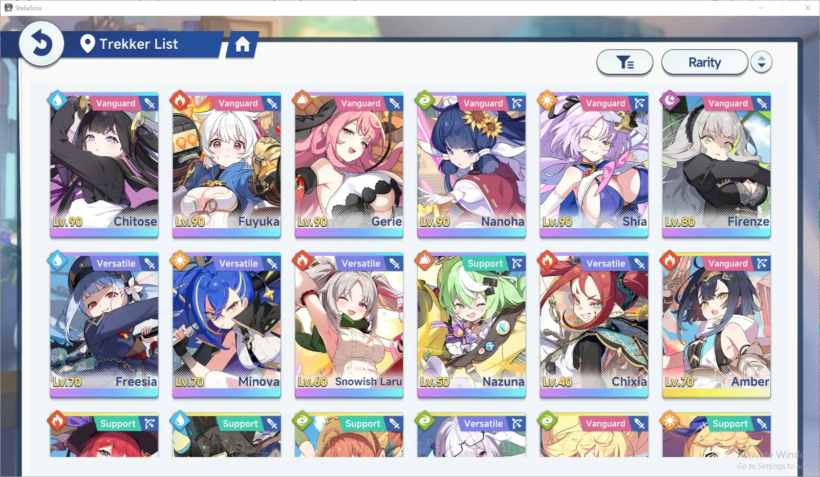 Stella Sora Accounts GLOBAL ENDGAME| 11 SSR 5 Limit+Disc (FuyukaT1,Chitose,Shia,Firenze,SnowLaru),MinovaT2,etc | 21SSR Disc 12