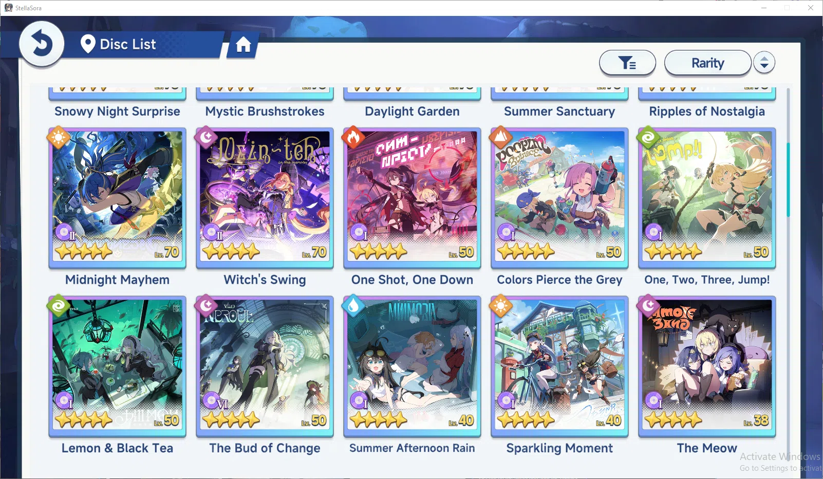 Stella Sora Accounts GLOBAL ENDGAME| 11 SSR 5 Limit+Disc (FuyukaT1,Chitose,Shia,Firenze,SnowLaru),MinovaT2,etc | 21SSR Disc 9