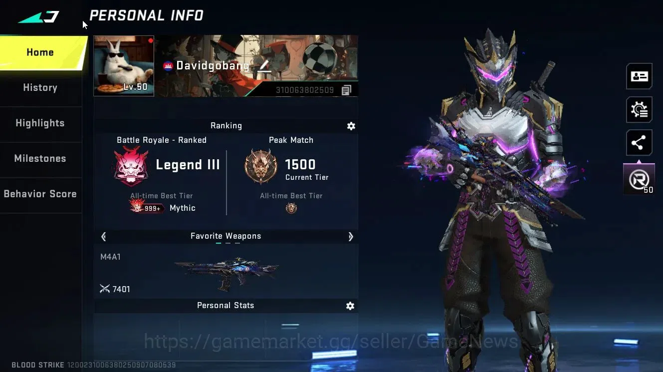 Blood Strike Accounts Collab Skin ASIA|ETERNAL M4A1-Blight's Embrace Lv3,DEagle-Scorpius|Collab 2