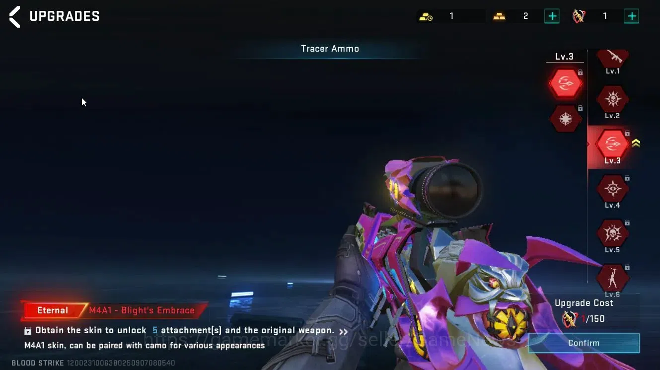 Blood Strike Accounts Collab Skin ASIA|ETERNAL M4A1-Blight's Embrace Lv3,DEagle-Scorpius|Collab 9