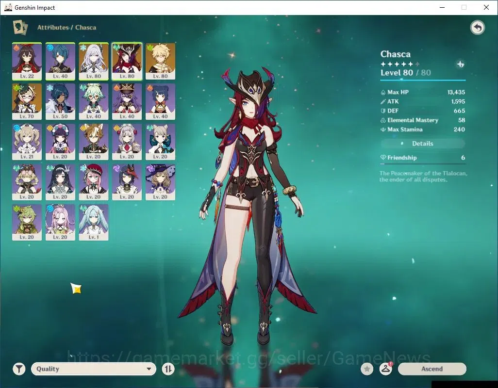 Genshin Impact Accounts Asia|AR 48|3 Limit +2(*5Wep)|Chasca+sign,Skirk,Emi image 3