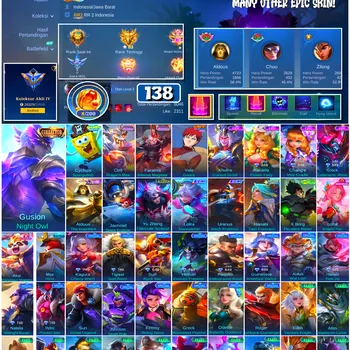 Mobile Legends: Bang Bang Accounts #4629 138 Skins | Cyclops SpongeBob (SPONGEBOB) | Vale Gaara (NARUTO) | Gusion Night Owl