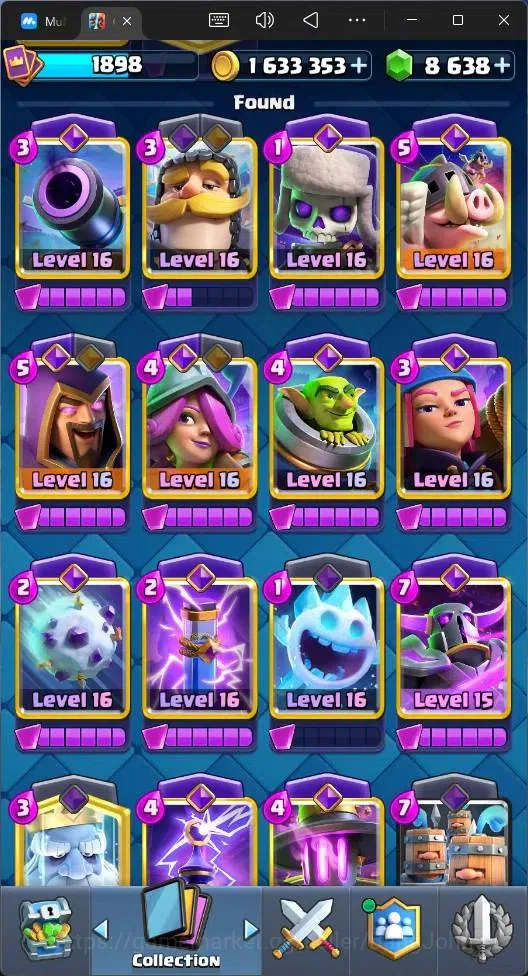 Clash Royale Accounts High-End Global |CL 1898|KTL 16|Trophy 2 (Seasonal Arena 1)|121 Cards|20 MAX|8 Champ|7 Hero|22 12