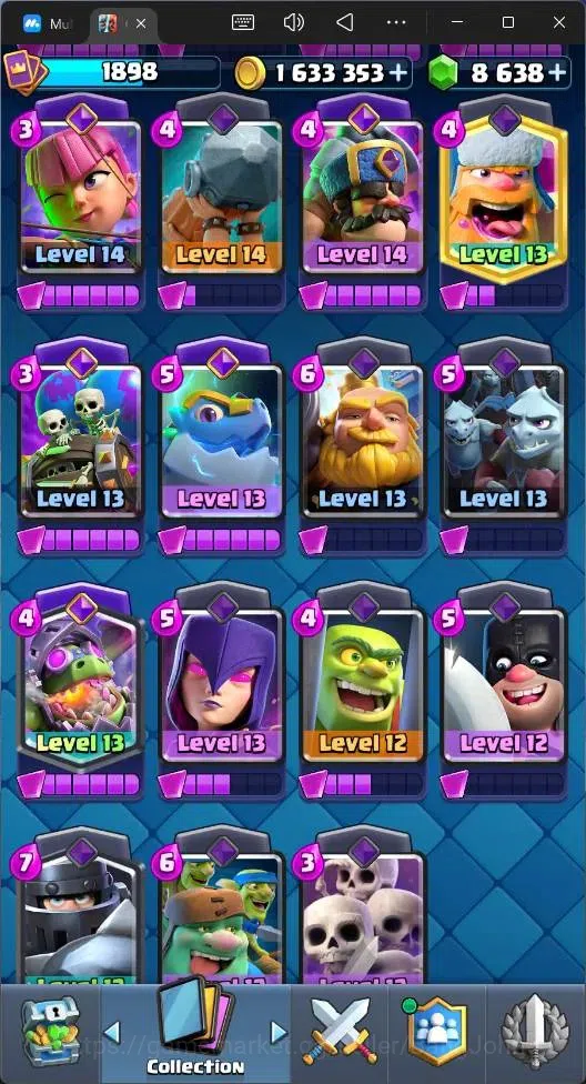 Clash Royale Accounts High-End Global |CL 1898|KTL 16|Trophy 2 (Seasonal Arena 1)|121 Cards|20 MAX|8 Champ|7 Hero|22 14