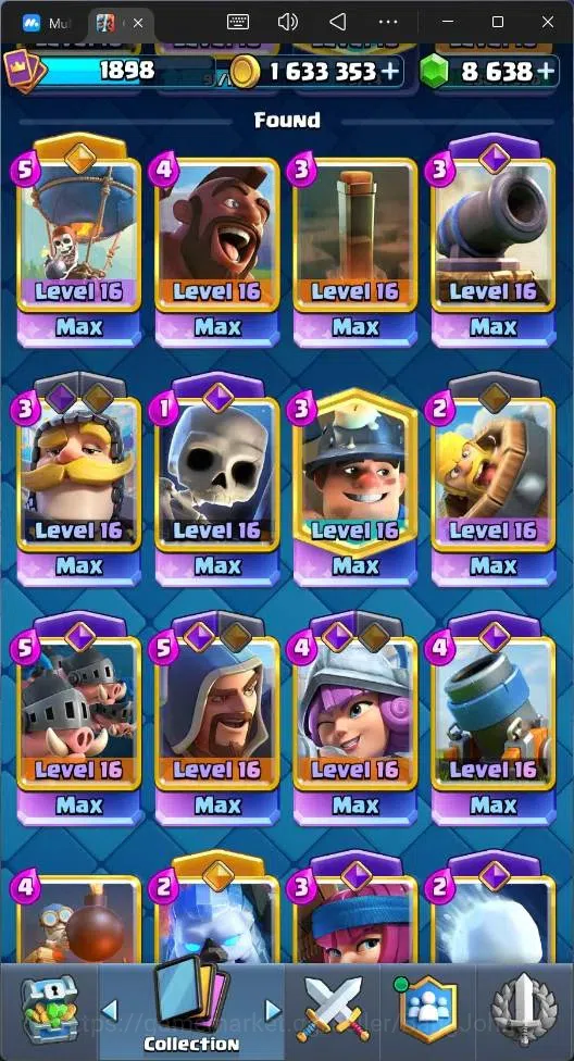 Clash Royale Accounts High-End Global |CL 1898|KTL 16|Trophy 2 (Seasonal Arena 1)|121 Cards|20 MAX|8 Champ|7 Hero|22 8