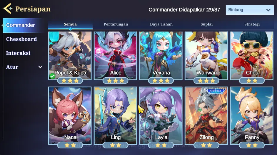 Magic Chess: Go Go Accounts High Legend III|29 Commander 4 Max(Popol Kupa,Alice,Vexana,Wanwan)|7 Skin|Special Zilong,5 10