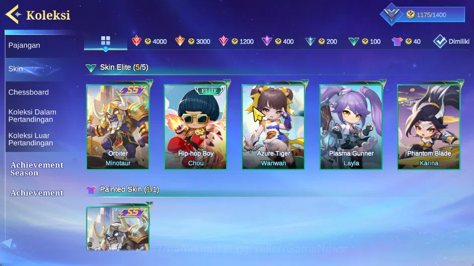 Magic Chess: Go Go Accounts High Legend III|29 Commander 4 Max(Popol Kupa,Alice,Vexana,Wanwan)|7 Skin|Special Zilong,5 7