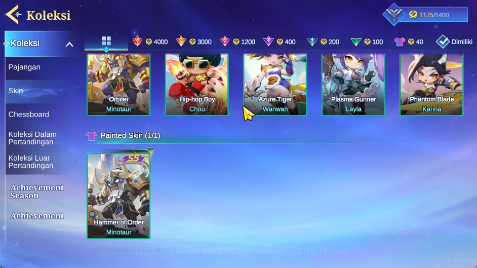 Magic Chess: Go Go Accounts High Legend III|29 Commander 4 Max(Popol Kupa,Alice,Vexana,Wanwan)|7 Skin|Special Zilong,5 8