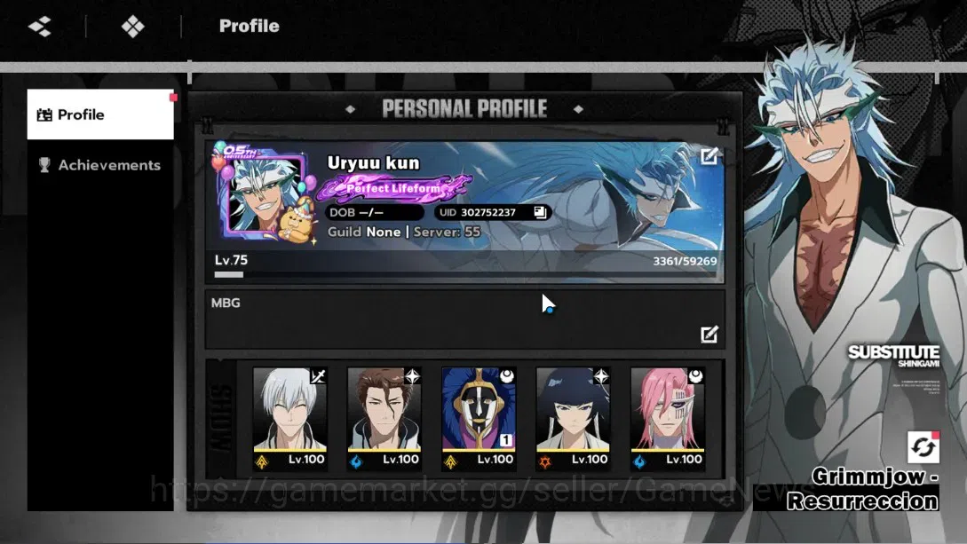 BLEACH: Soul Resonance Accounts NuverseSEA|Lv75|14 SSR [Ichiban,Toshiro,GrimmJow-R image 1