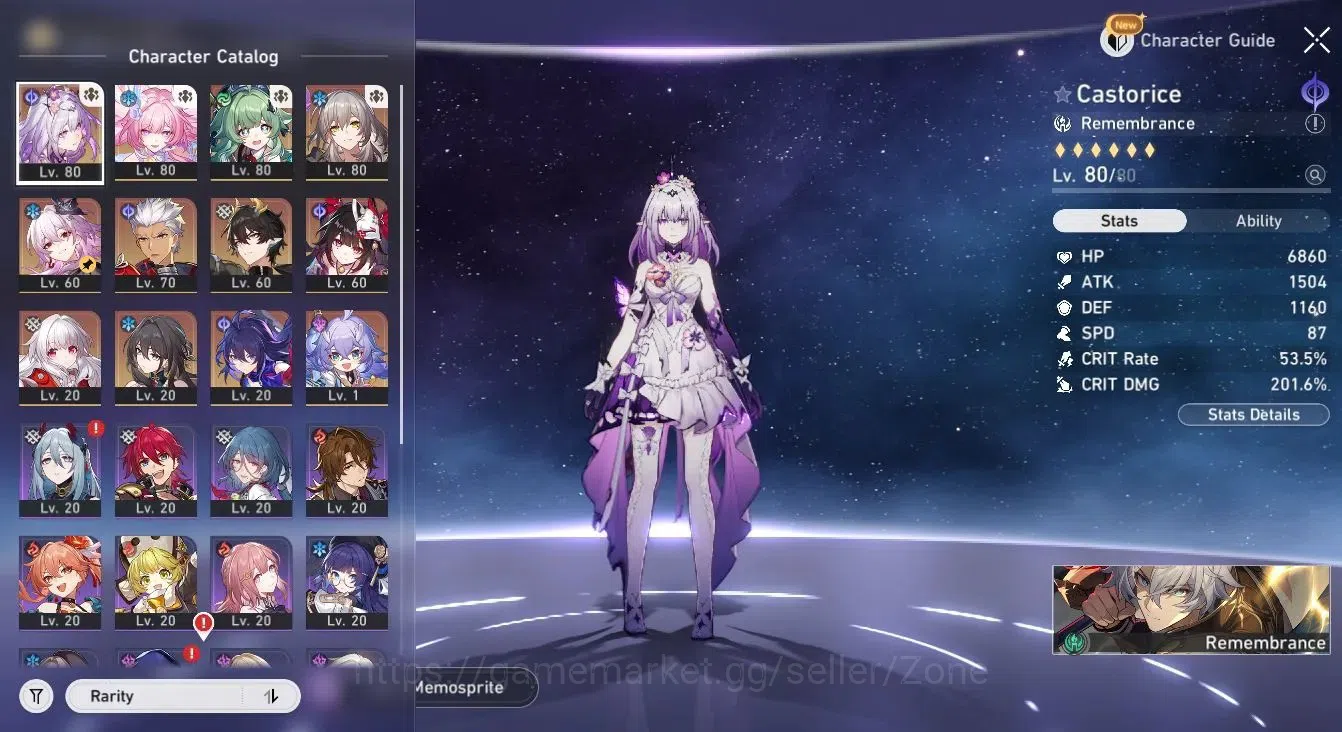 Honkai Star Rail Accounts Others ASIA|TL63|Semi Prem Castorice(Cyrene+Sign,Evernight+Sign)+HuoHuo,Spaekle|Detail Cek 1
