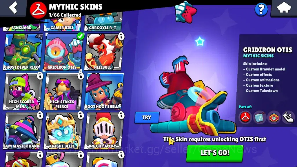 Brawl Stars Accounts 2013 Trophy|19 Brawlers 2 Max|Bibi Full Buffies|2k Bling|1 Prestige|1 Mythic (Gridiron Otis),2 Epic,1 11