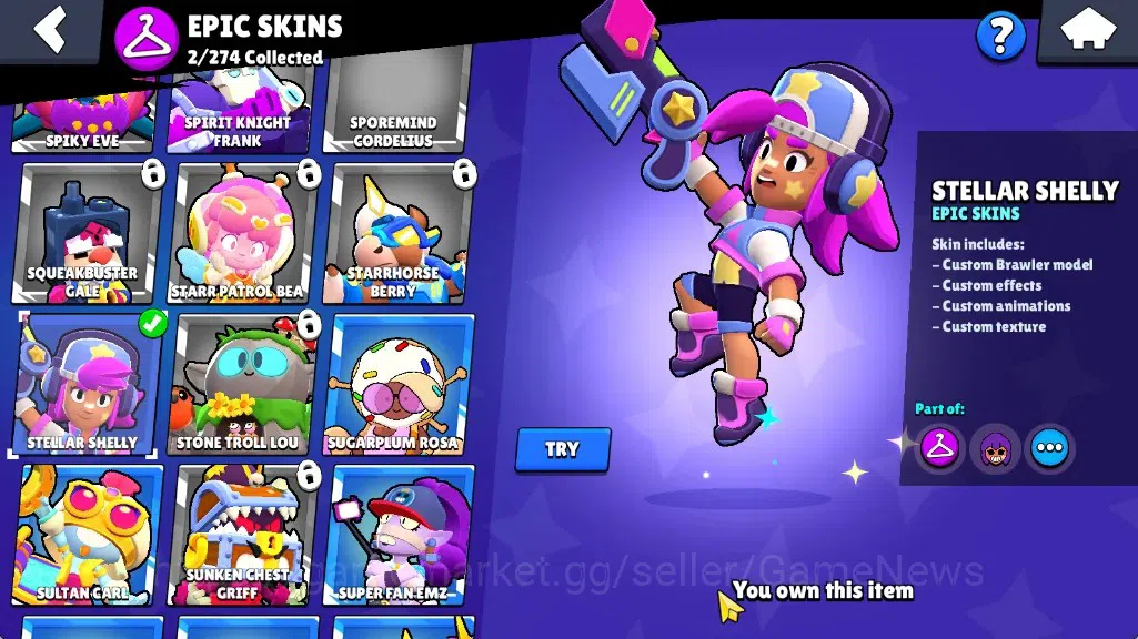 Brawl Stars Accounts 2013 Trophy|19 Brawlers 2 Max|Bibi Full Buffies|2k Bling|1 Prestige|1 Mythic (Gridiron Otis),2 Epic,1 13