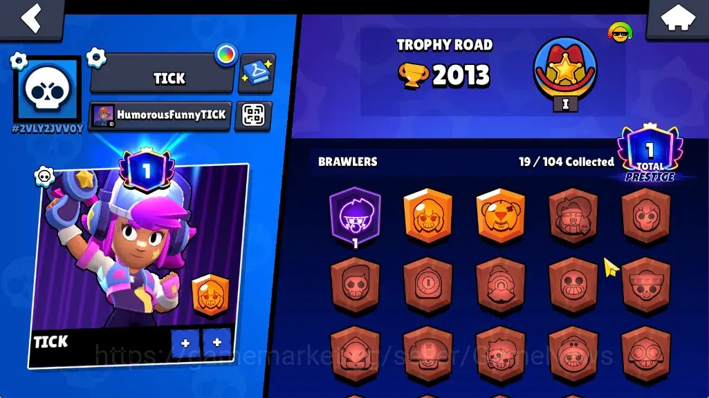 Brawl Stars Accounts 2013 Trophy|19 Brawlers 2 Max|Bibi Full Buffies|2k Bling|1 Prestige|1 Mythic (Gridiron Otis),2 Epic,1 2