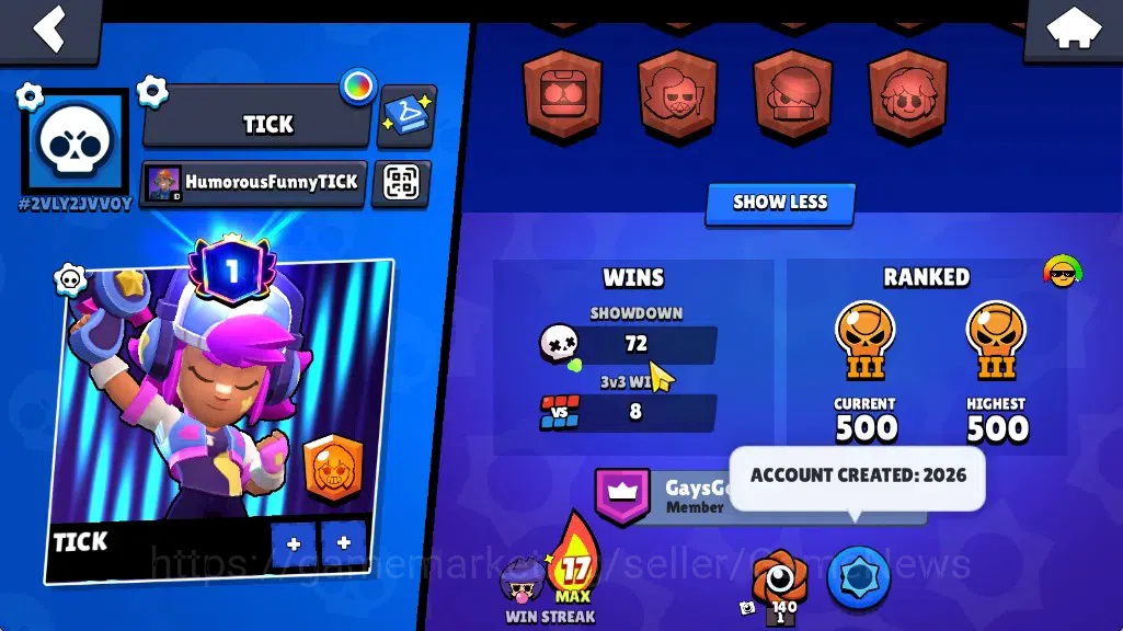 Brawl Stars Accounts 2013 Trophy|19 Brawlers 2 Max|Bibi Full Buffies|2k Bling|1 Prestige|1 Mythic (Gridiron Otis),2 Epic,1 3