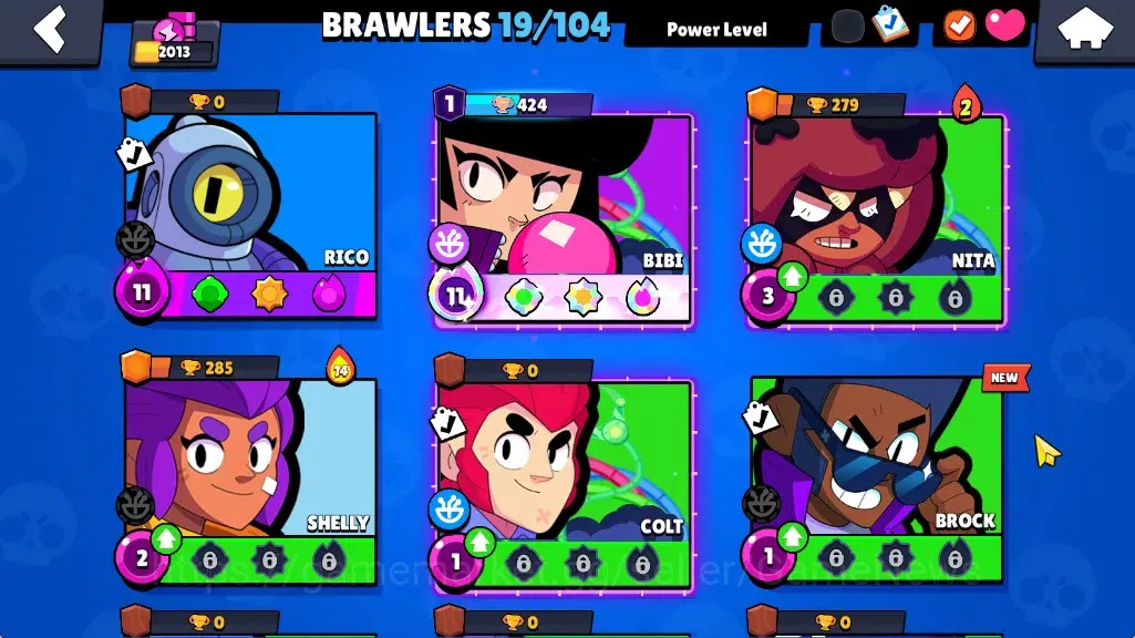 Brawl Stars Accounts 2013 Trophy|19 Brawlers 2 Max|Bibi Full Buffies|2k Bling|1 Prestige|1 Mythic (Gridiron Otis),2 Epic,1 7