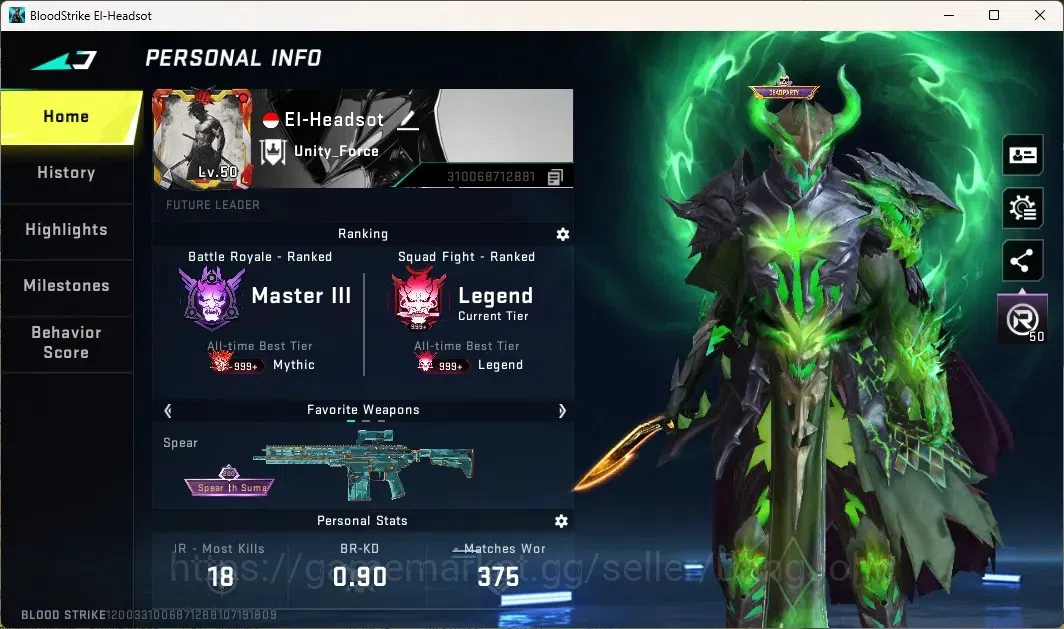 Blood Strike Accounts Collab Skin ASIA | 1 ETERNAL: VOLT-DeathClaw|2 EVA|1 TR|1 OPM Guns|1 Ultra Melee|8 Ultra Guns|6 Ultra 1